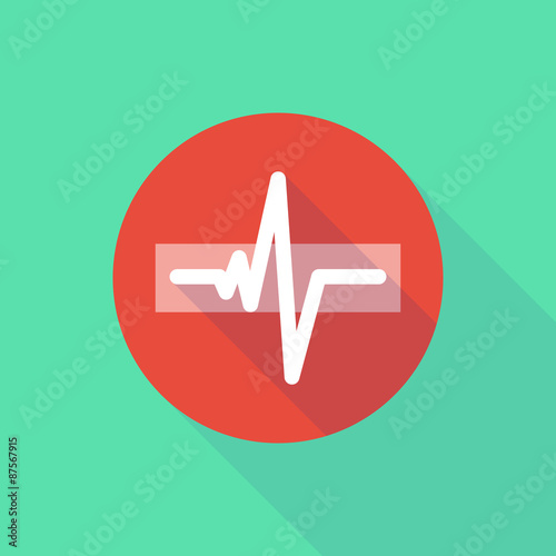 Long shadow do not enter icon with a heart beat sign