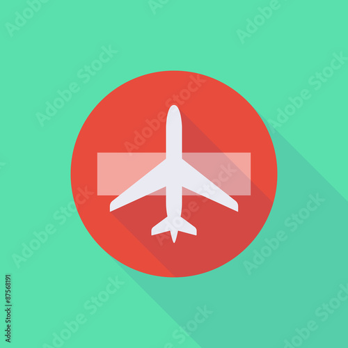 Long shadow do not enter icon with a plane