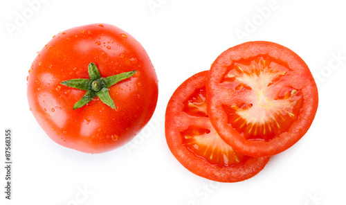 Sliced tomato isolated on white