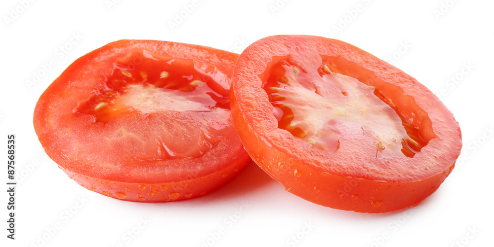 Sliced cherry tomato isolated on white Sliced cherry tomato isolated on white