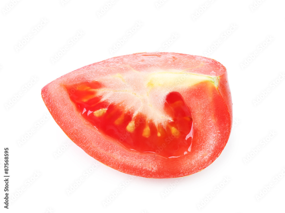 Piece of tomato isolated on white Piece of tomato isolated on white