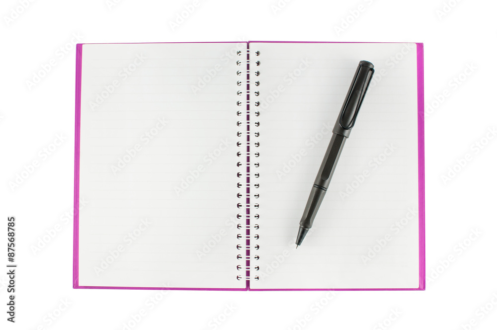 Notebook and pen isolated on white background Notebook and pen isolated on white background