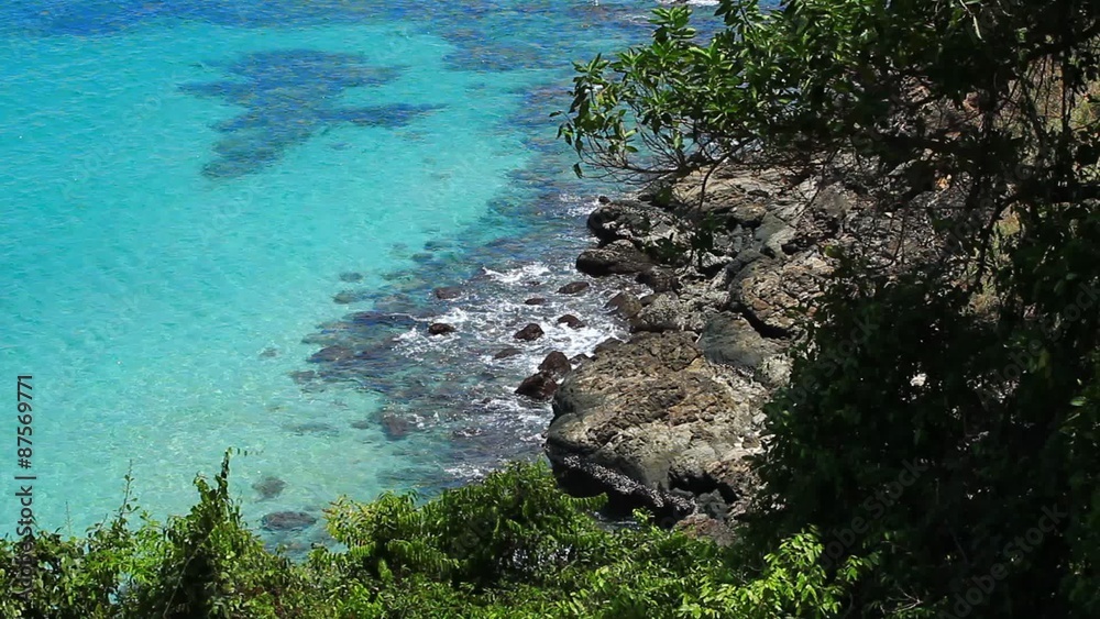 top view of beautiful lonely stony tropical beach at summer day, high definition, Full HD, 1920x1080 top view of beautiful lonely stony tropical beach at summer day, high definition, Full HD, 1920x1080
