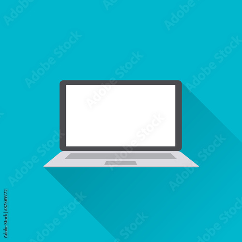 flat design, laptop icon, vector illustration,