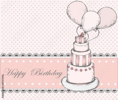Happy Birthday Greeting card with cake