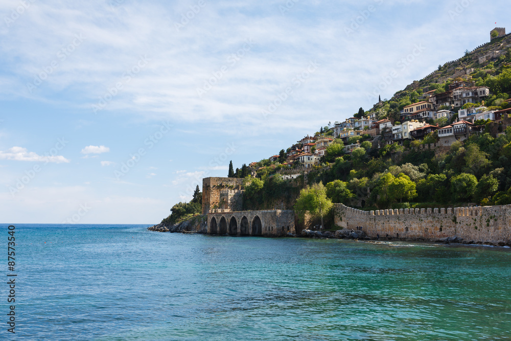 View of peninsula in Alanya bay