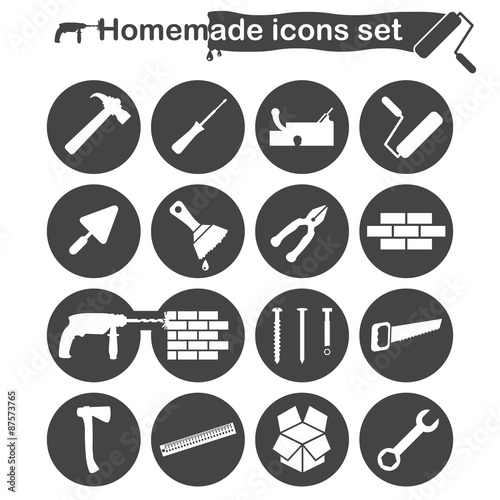 Homemade construction and renovation icons set