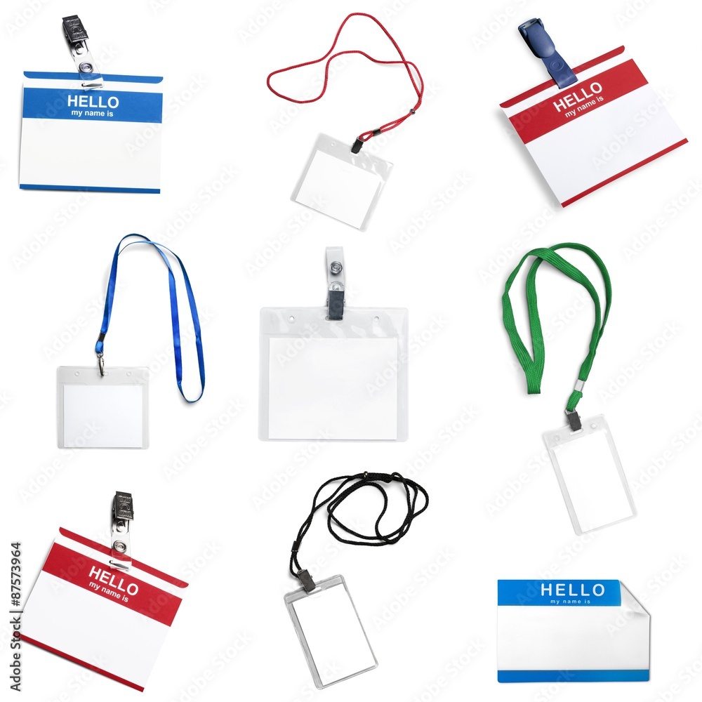 Lanyard, name, card. Lanyard, name, card.