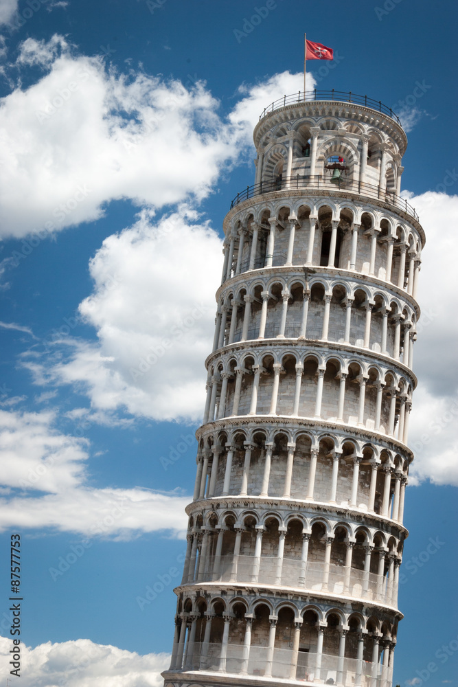 The Leaning Tower of Pisa, Italy. The world famous campanile of Pisa cathedral known familiarly as The Leaning Tower of Pisa.