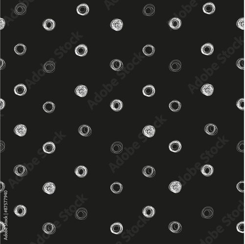 Seamless pattern of small abstract circles of thin white lines o