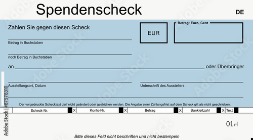 Spendenscheck blau