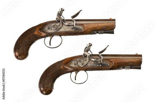 Foto Pair flintlock pistols old vintage and original