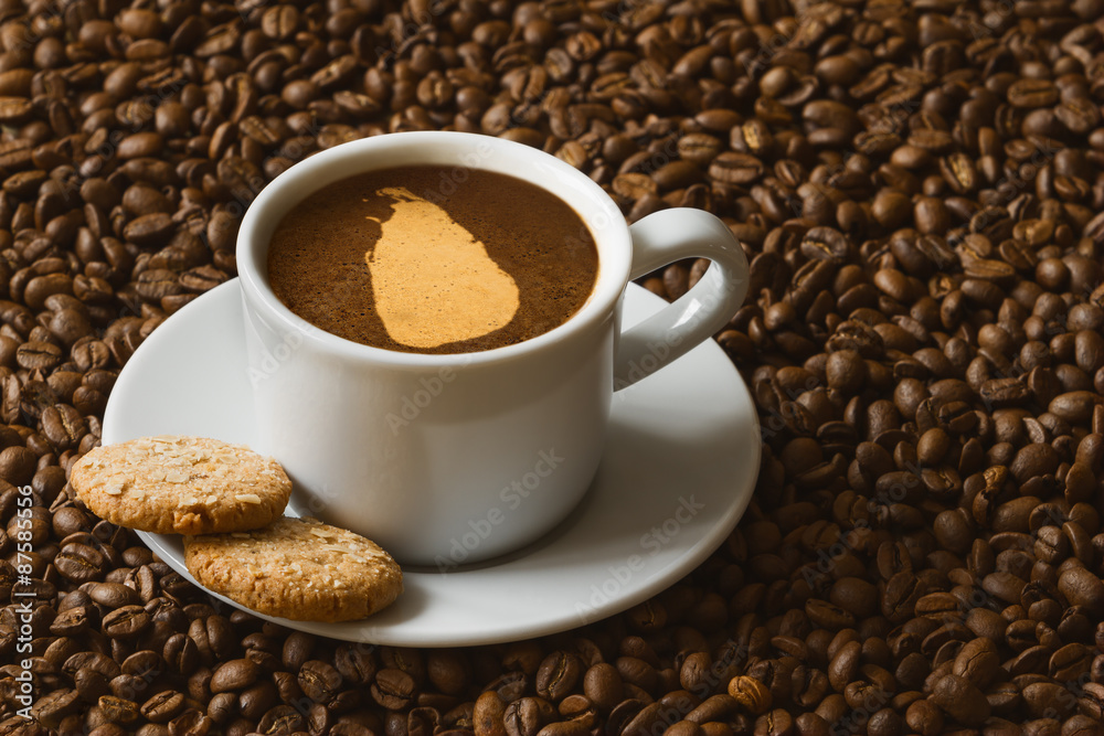 Fototapeta premium Still life - coffee with map of Sri Lanka