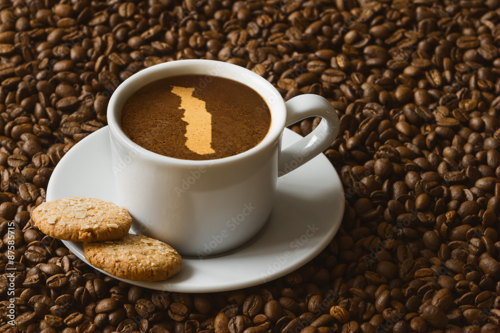 Fototapeta premium Still life - coffee with map of Togo