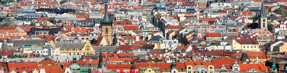 Prague Cityscape, Roofs, Czech Republic