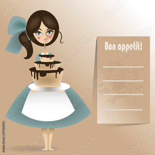 cute girl with cake