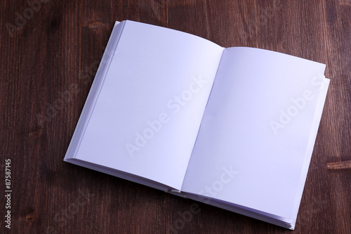 Blank book on wooden background