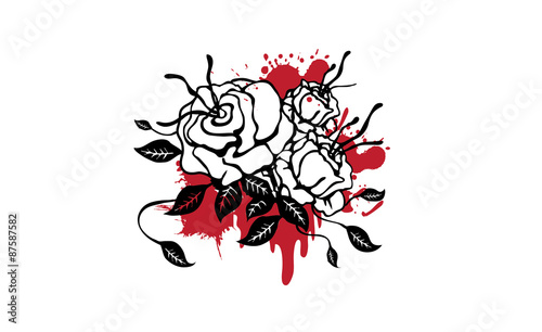 Abstract wall roses art sticker illustration