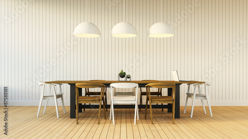 Working and Dining set with simple wall / 3D render image © tontectonix