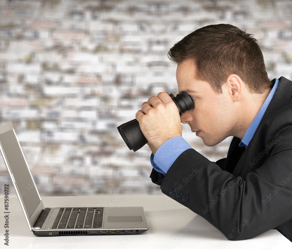 Searching, Binoculars, Computer. Searching, Binoculars, Computer.