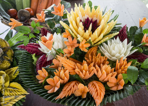 carved fruit vegetable art skill food concept