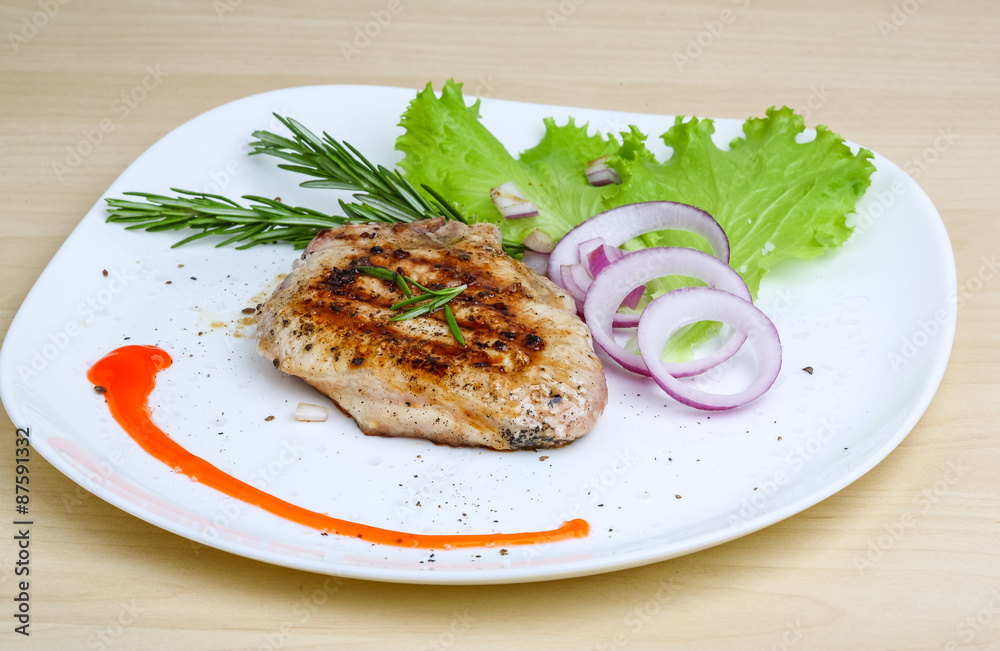 Grilled pork steak