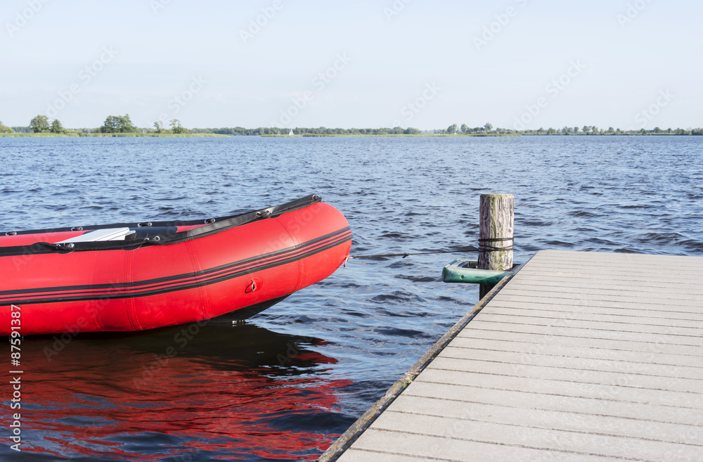 inflatable red boat