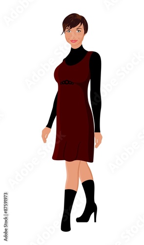 beautifu girl in dress isolated