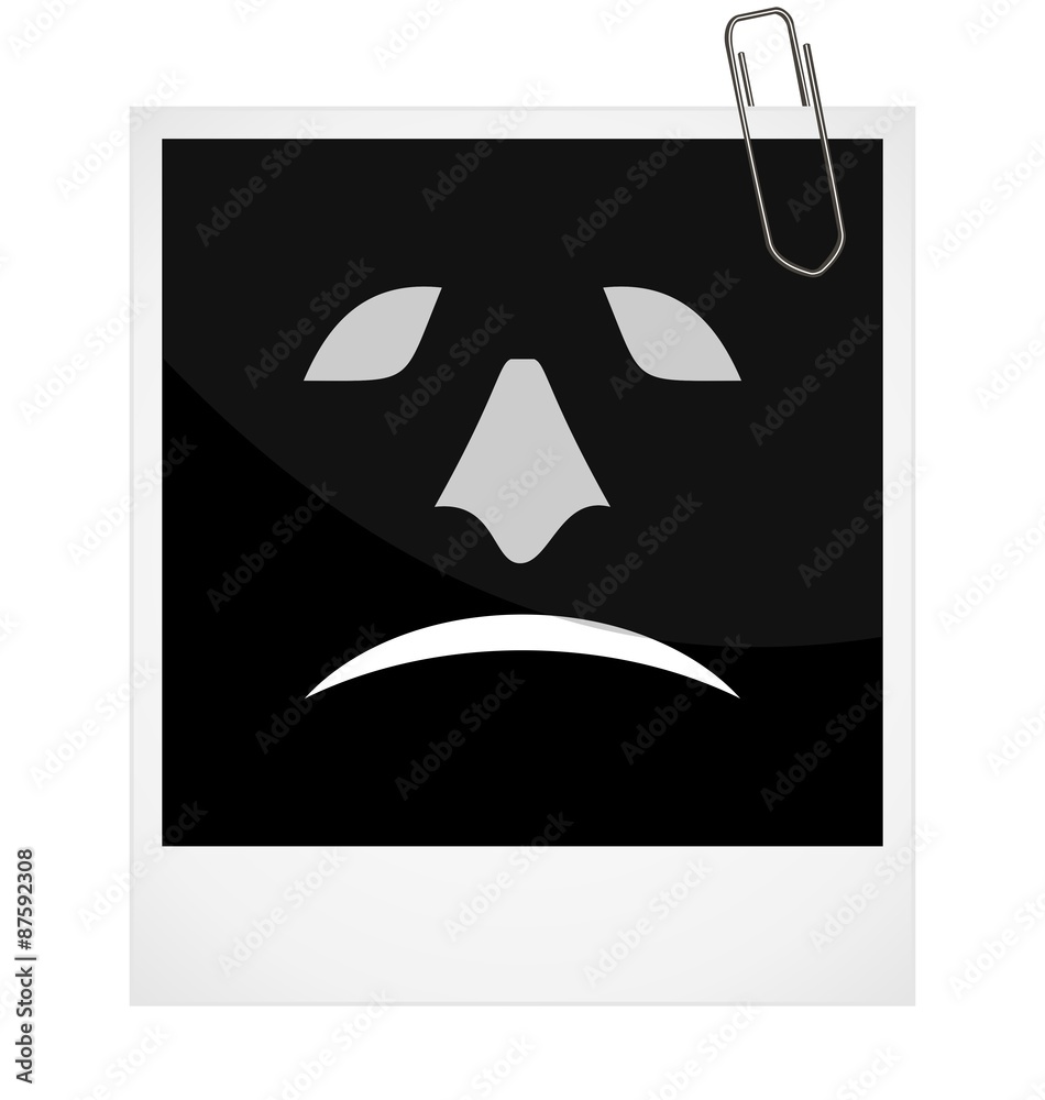 Realistic illustration photoframe with malicious smile Realistic illustration photoframe with malicious smile