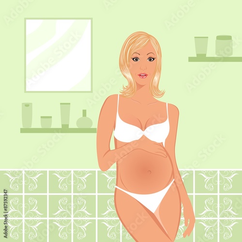 pregnant women in bathroom