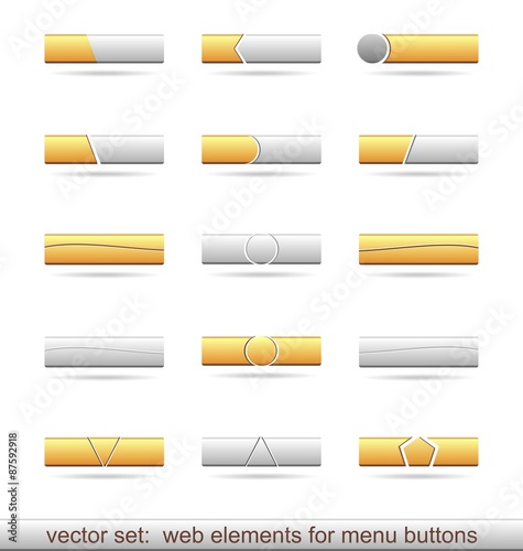 Illustration set of web elements for menu buttons