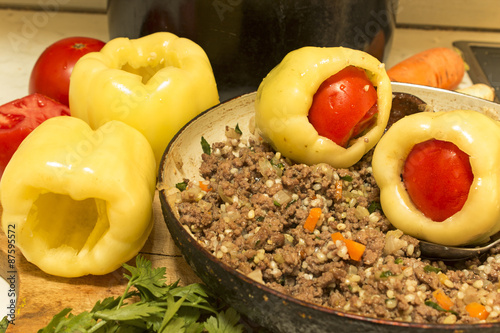 Filling stuffed peppers. photo