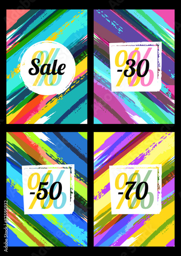 Set of vector abstract watercolor brush background. Concept for