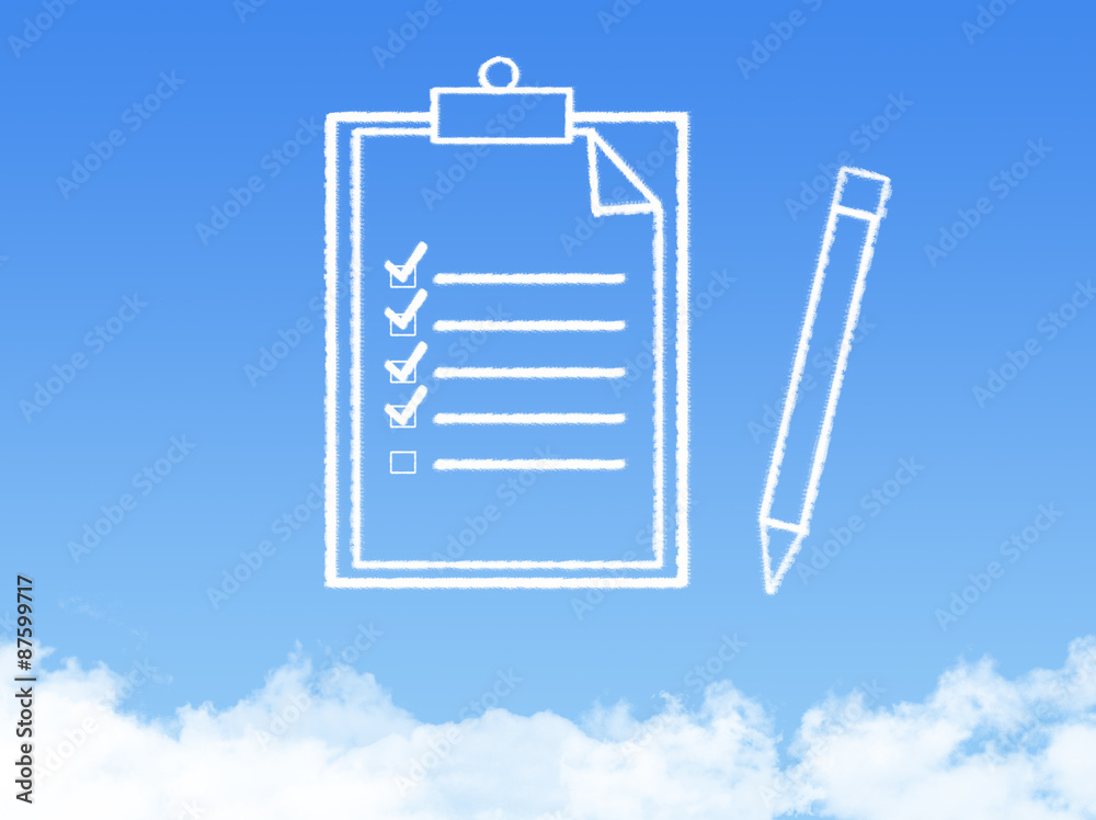 Notepad paper document cloud shape Notepad paper document cloud shape