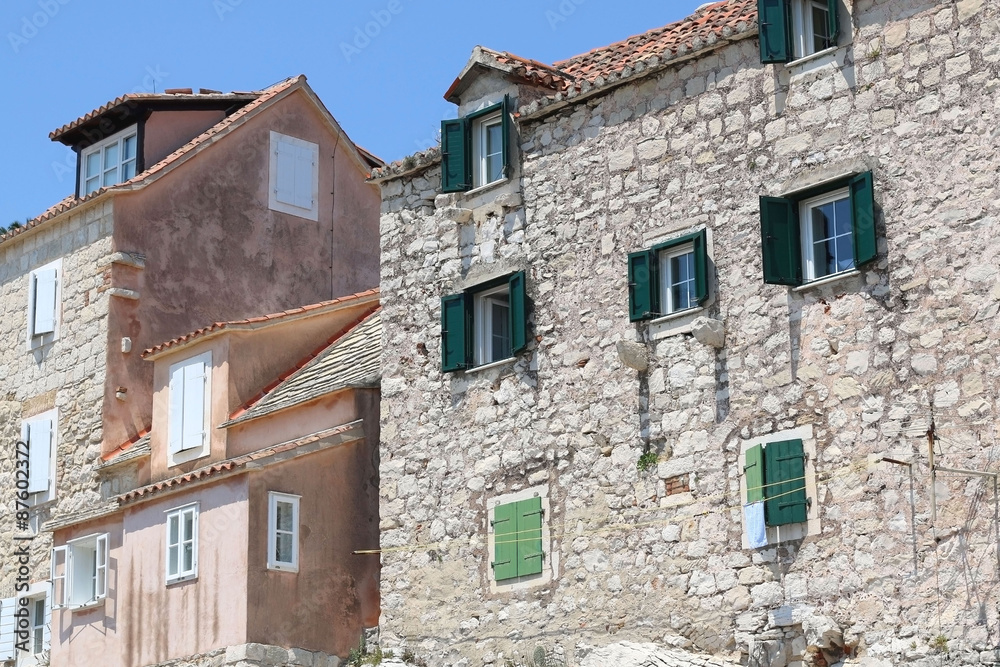 Traditional mediterranean homes on a cliff in Split, Croatia.