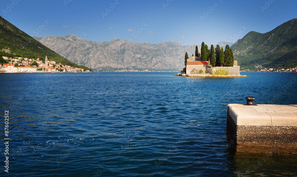 View of St.George monastery and island, Montenegro, travel image