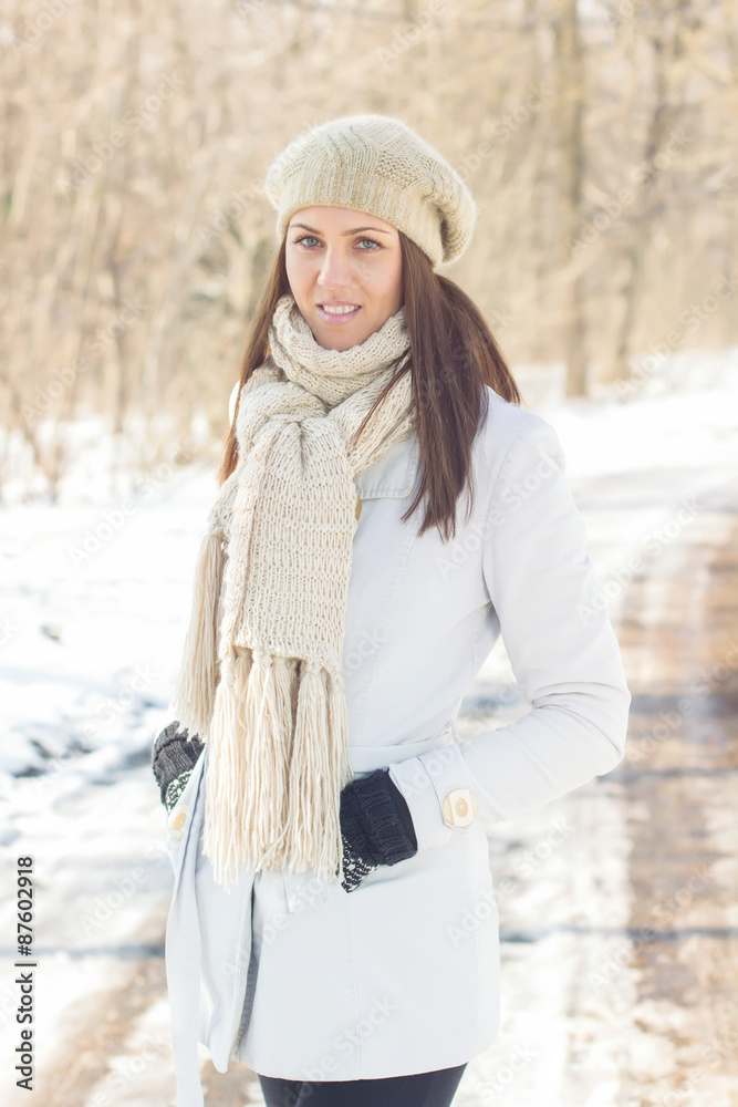 Smiling Lovely Young Woman Winter Portrait Smiling Lovely Young Woman Winter Portrait