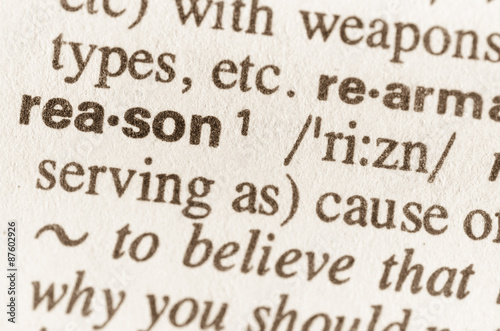 Dictionary definition of word reason