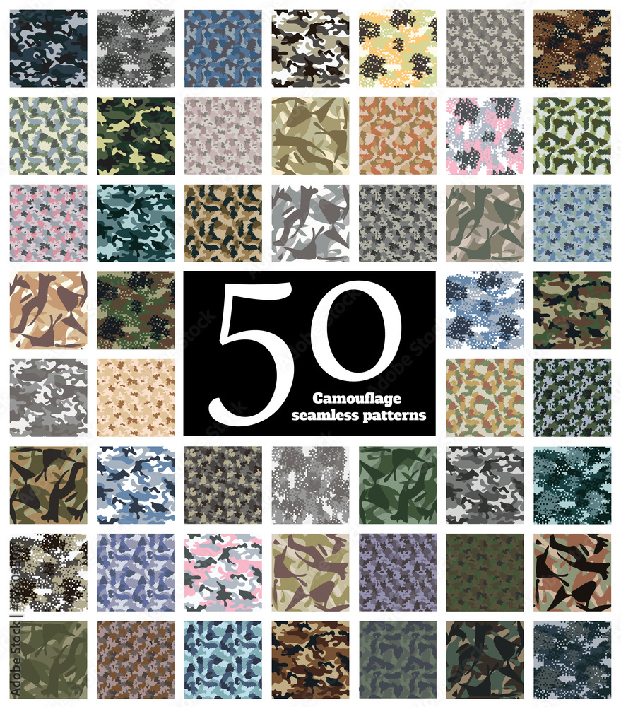 Set of Seamless Camouflage Pattern Vector
