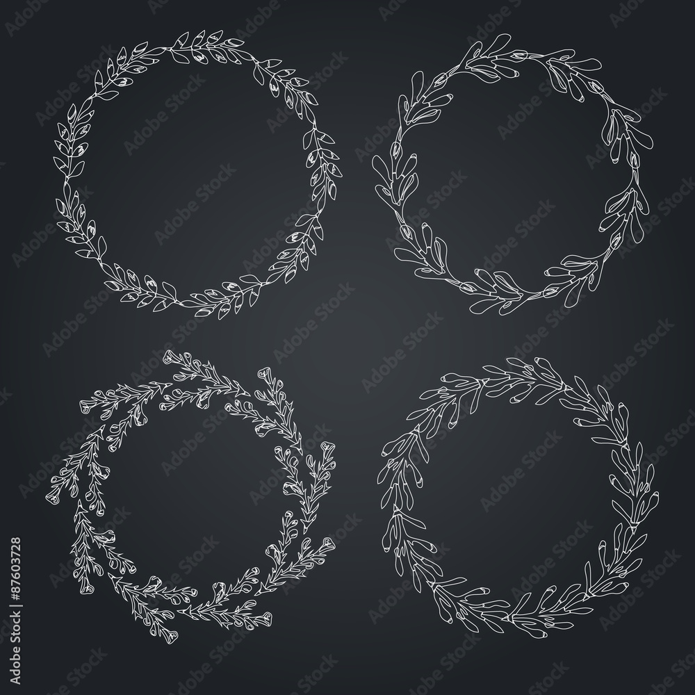 Round handdrawn wreaths.