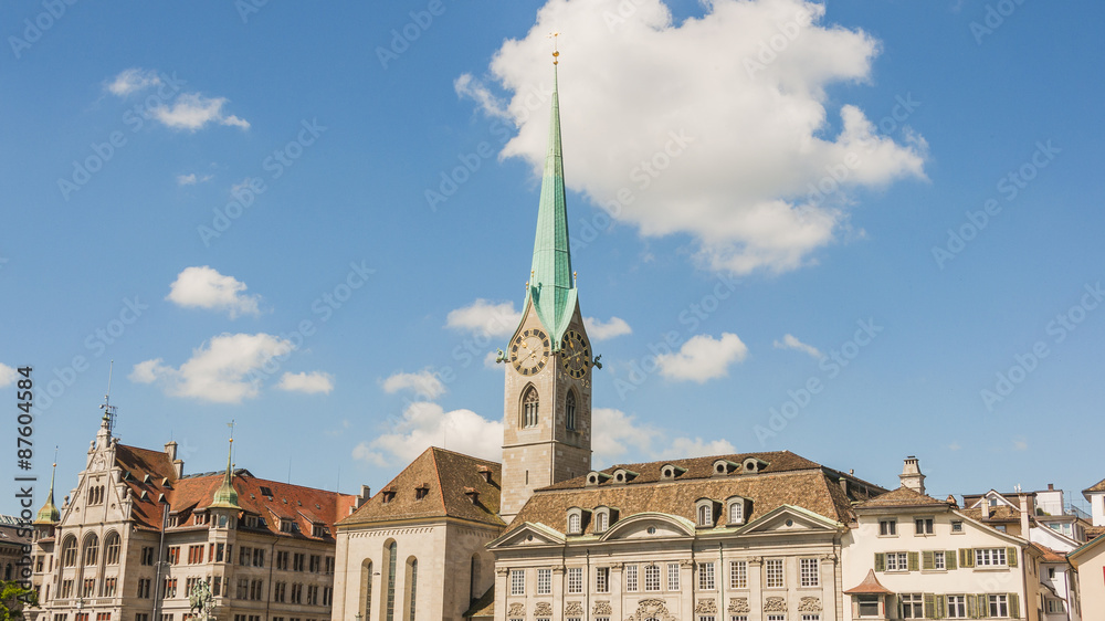 Zürich, Stadt, Altstadt, Fraumünster, Kirche, Münsterhof, Denkmal, Münsterbrücke, Limmat, Schweiz