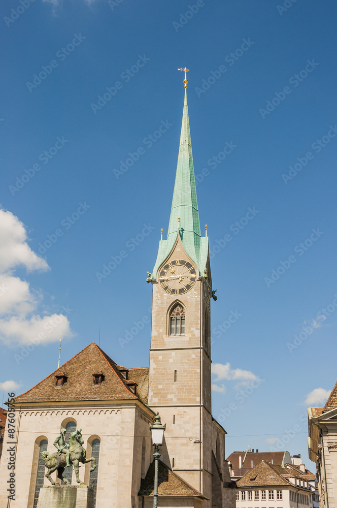 Zürich, Altstadt, Stadt, Fraumünster, Kirche, Münsterhof, Denkmal, Limmat, Schweiz