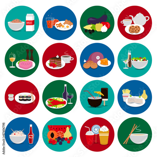 3D Flat Food Set: Vector Illustration, Graphic Design. Collection Of Colorful Icons. For Web, Websites, Print, Presentation Templates, Mobile Applications And Promotional Materials © milosdizajn