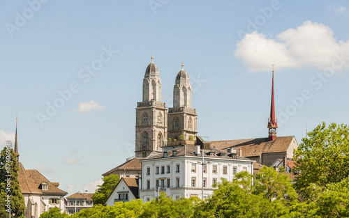 Zürich, Altstadt, Stadt, Grossmünster, Kirche, Niederdorf, Kirchtürme, Niederdorf, historische Häuser, Schweiz