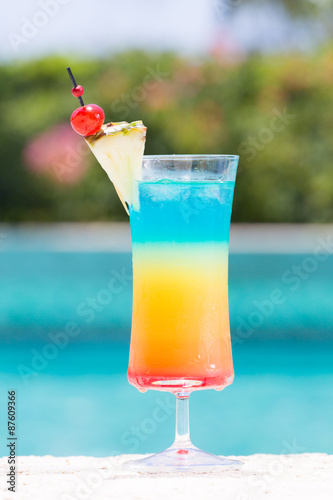 Glass of Rainbow cocktail