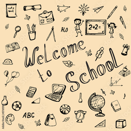 welcome to school doodles set.