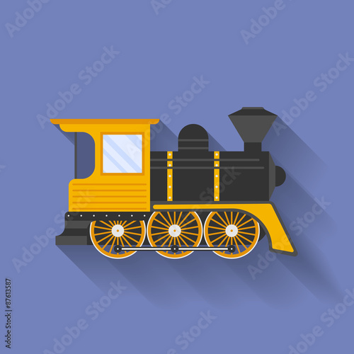 Icon of Steam Locomotive or Puffer. Flat style