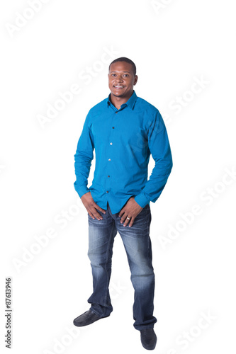 Photo of a handsome black male isolated on white