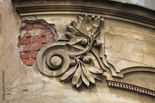 Art Nouveau stucco decoration in Hradec Kralove, Czech Republic.