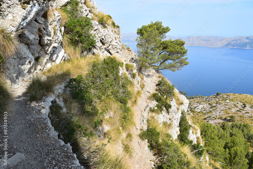 Hiking trail with spectacular view near Alcudia on Mallorca